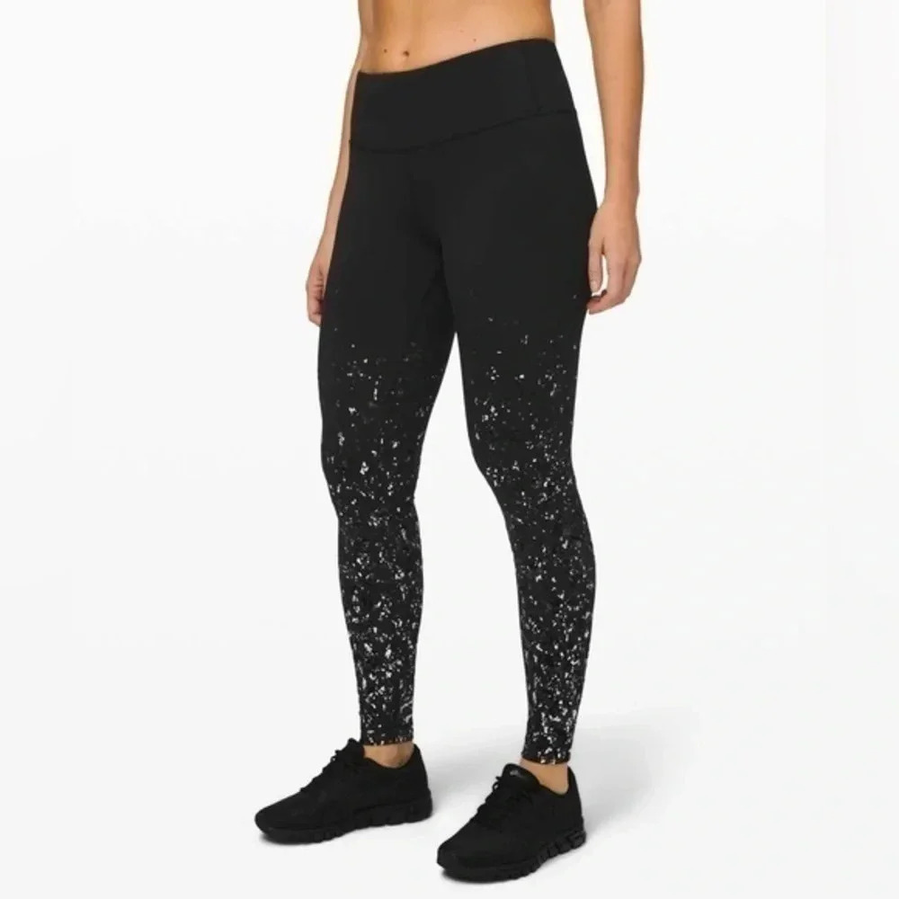 High-Rise Black Splatter Leggings - Women